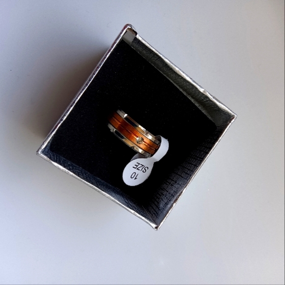 Diamond SS & Copper Band Men's Size 10 - Picture 1 of 1